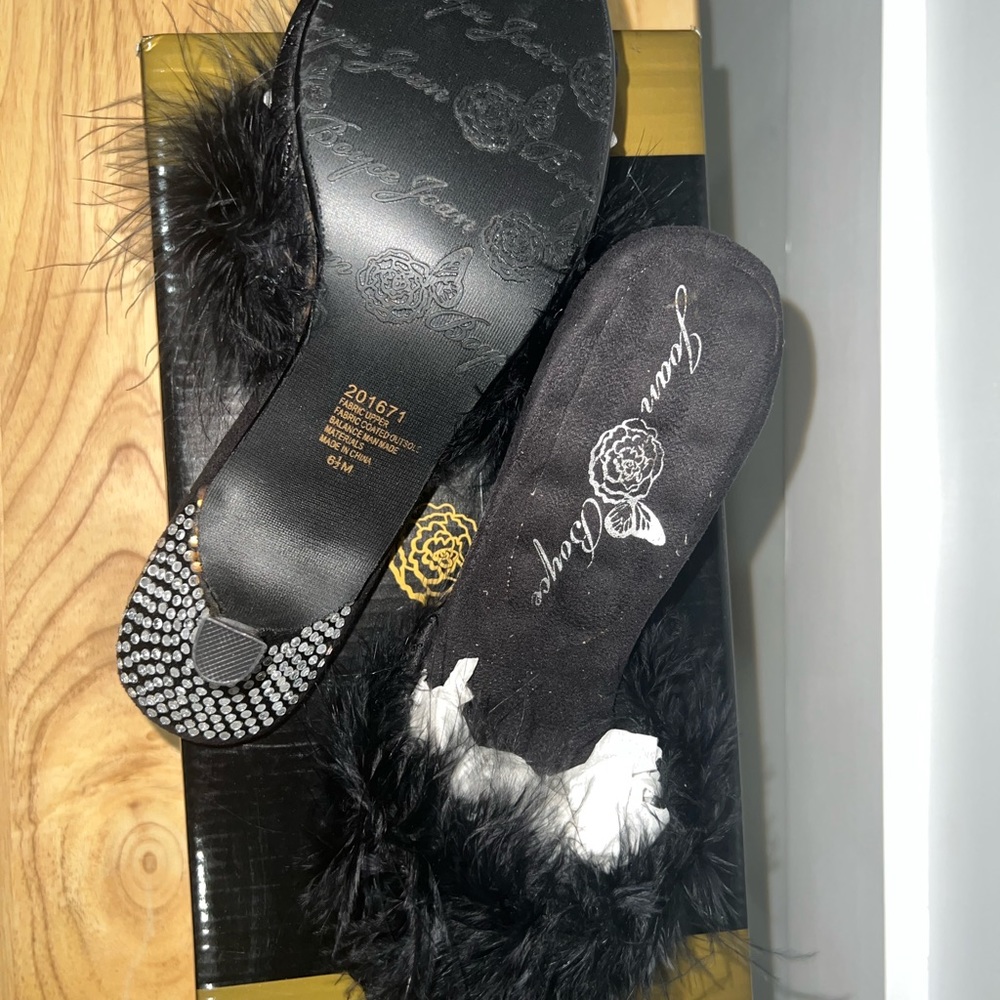 Joan Boyce satin slippers with jewel studs on kitten heel. - Picture 6 of 14